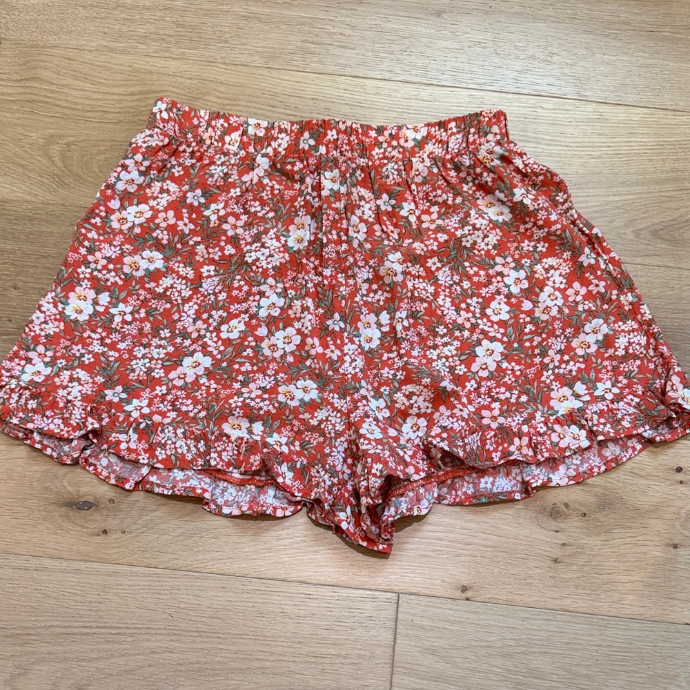 American Eagle Floral Elastic Waist Women’s Shorts - Red Floral